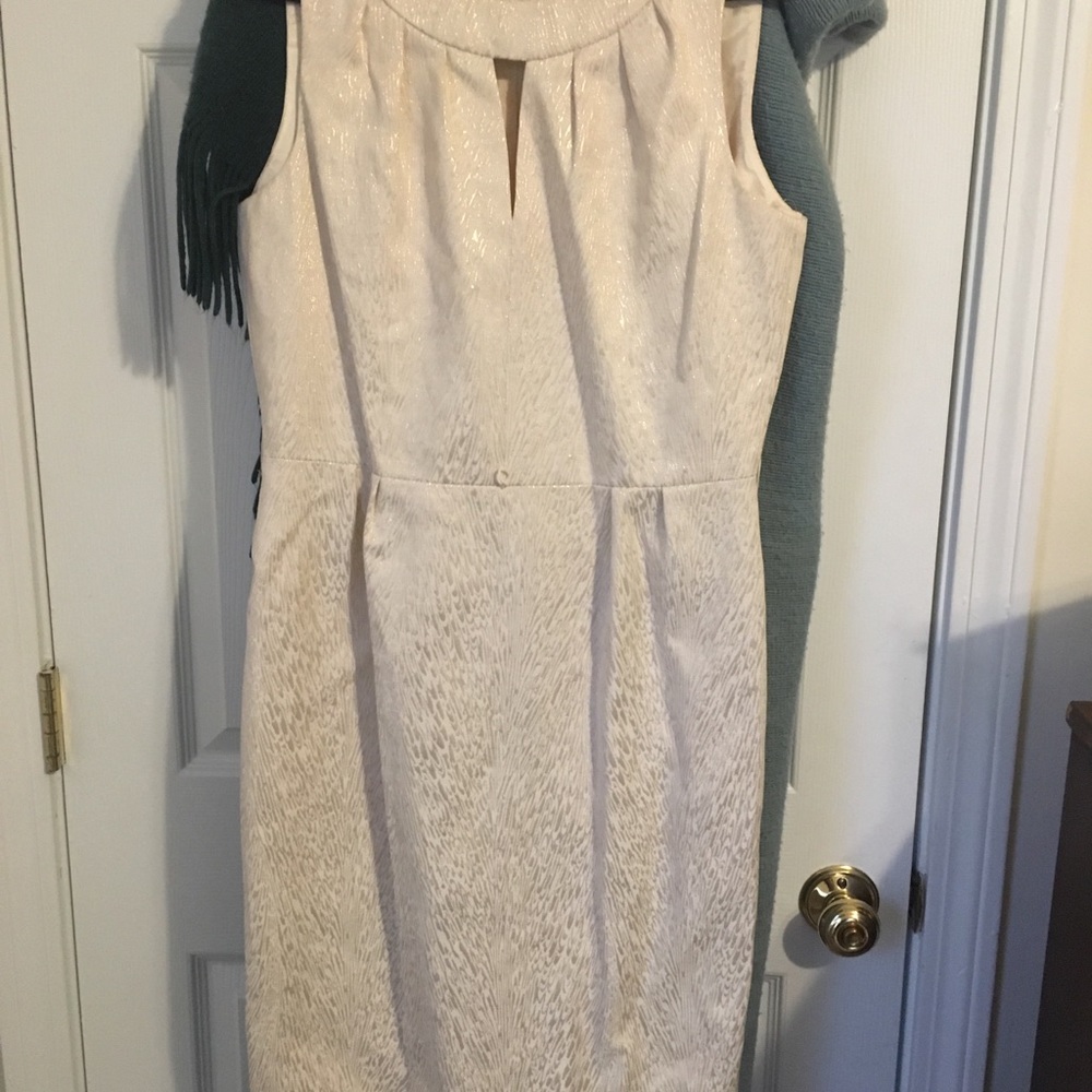 Beautiful Tahari Cream and Gold Brocade Dress